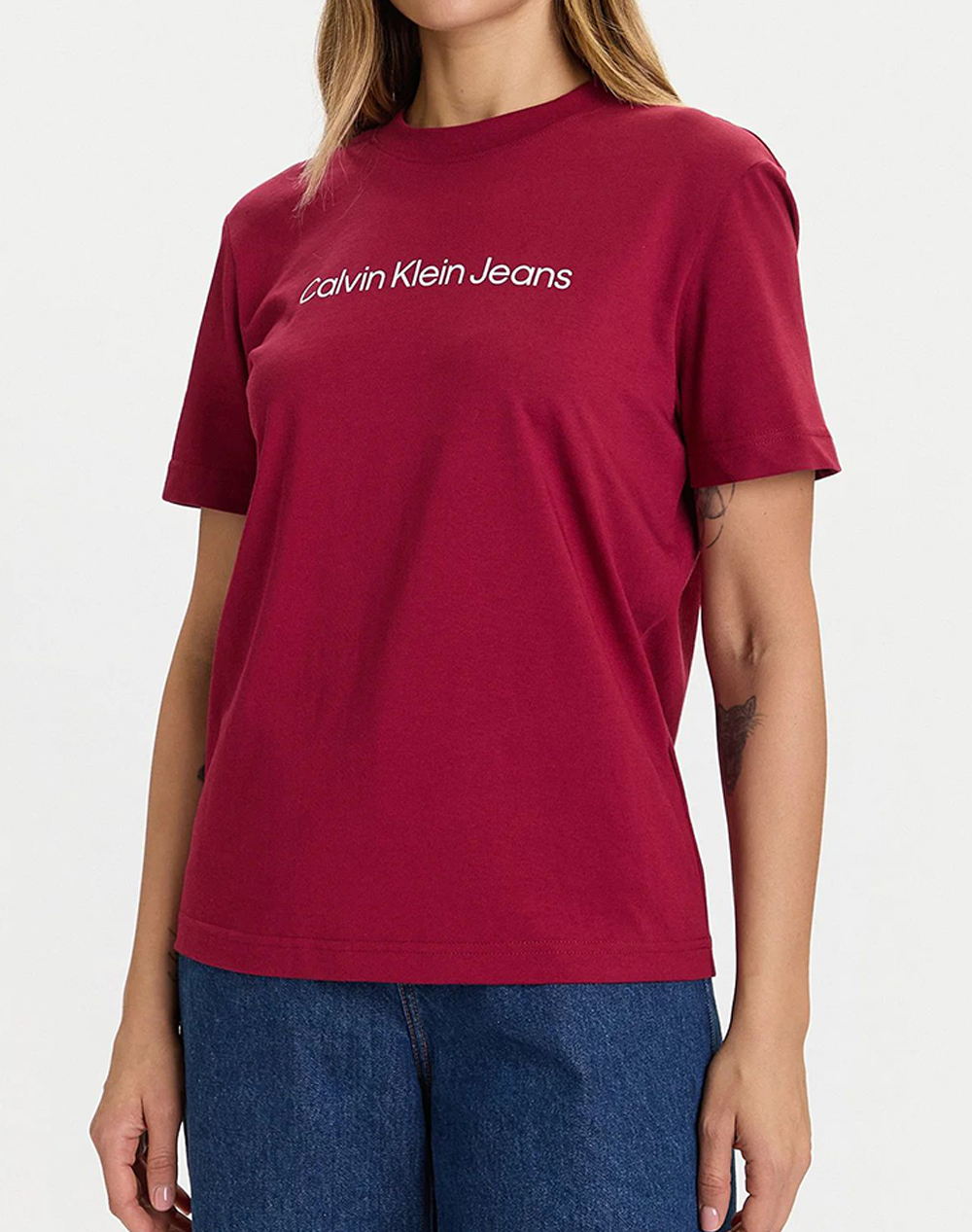 Calvin Klein Jeans A Inst Logo Classic Tee Ss Γυναικα Ρουχα Μπλουζες Τ Shirt Darkred Βαμβακι Lv047C912G Wfk