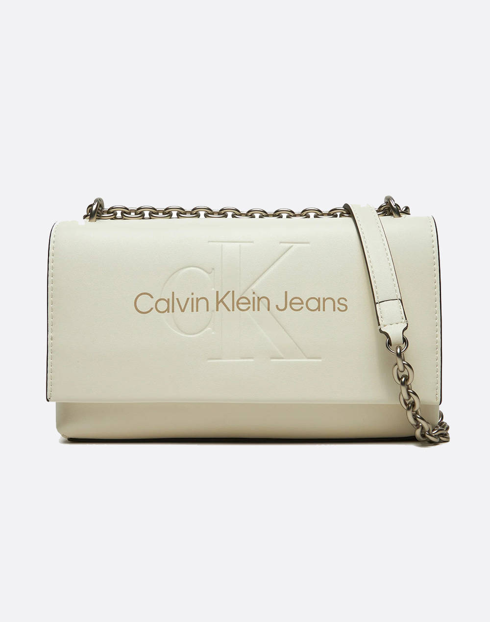 Calvin Klein Sculpted Ew Flap W/Chain25 Mono (Dimensions: 25 X 16 X 6.5 Cm.) Women Accessories Bags Ecru Imitation Leather K60K612221 Yas Female Bags