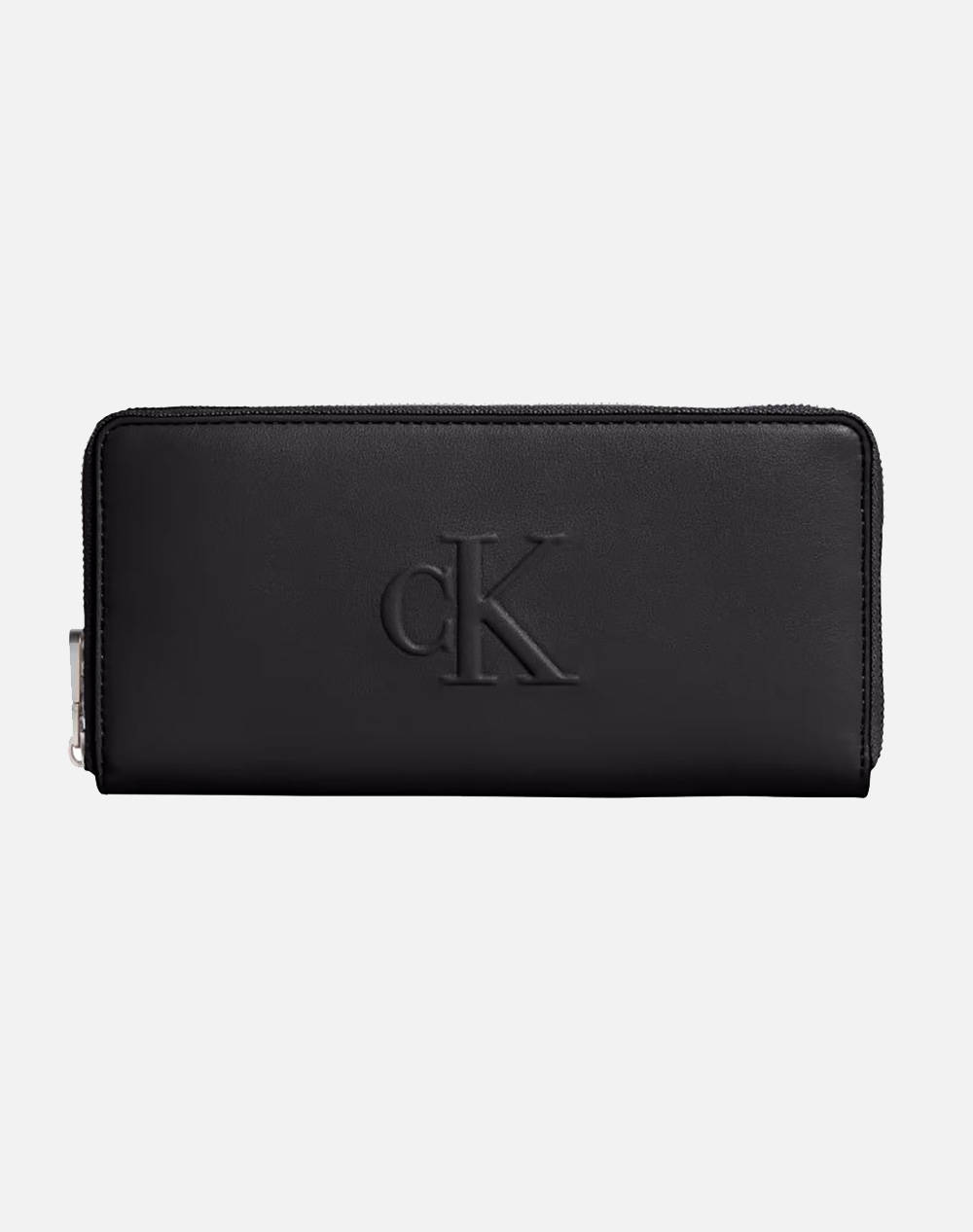 Calvin Klein Sculpted Zip Around Wallet (Dimensions: 19 X 2 X 9Cm.) Women Accessories Wallets Black Imitation Leather Lv04K1005G Ub1 Female Wallets