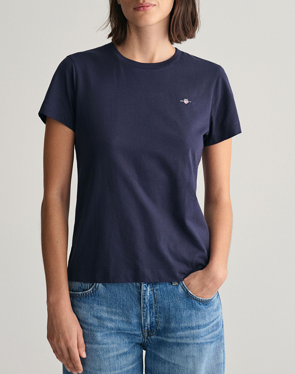 Gant Μπλουζα Κμ Reg Shield Ss T Shirt Reg Shield Ss T Shirt Γυναικα Ρουχα Μπλουζες Τ Shirt Darkblue Βαμβακι 3Gw4200200 433