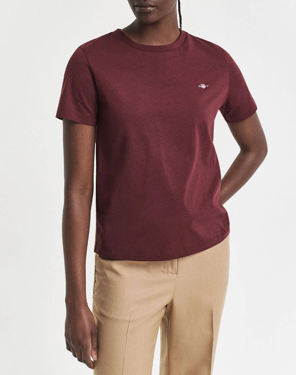 Gant Reg Shield Ss T Shirt Women Clothes Tops T Shirts Darkred Cotton 3Gw4200200 656 Female T-Shirts