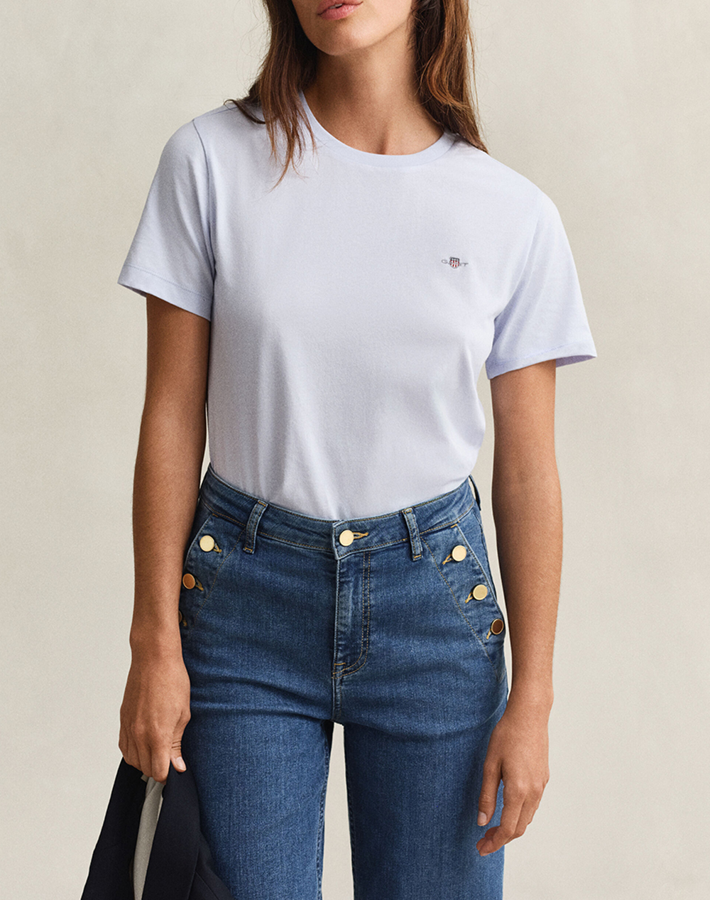 Gant Μπλουζα Κμ Reg Shield Ss T Shirt Reg Shield Ss T Shirt Γυναικα Ρουχα Μπλουζες Τ Shirt Earthblue Βαμβακι 3Gw4200200 455