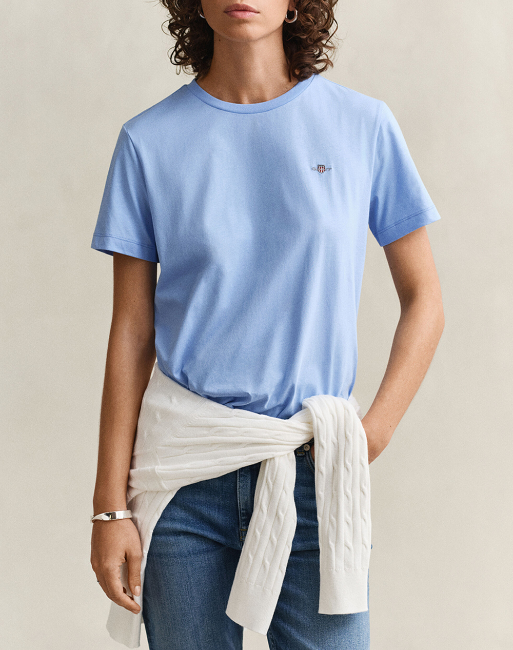 Gant Μπλουζα Κμ Reg Shield Ss T Shirt Reg Shield Ss T Shirt Γυναικα Ρουχα Μπλουζες Τ Shirt Lightblue Βαμβακι 3Gw4200200 424