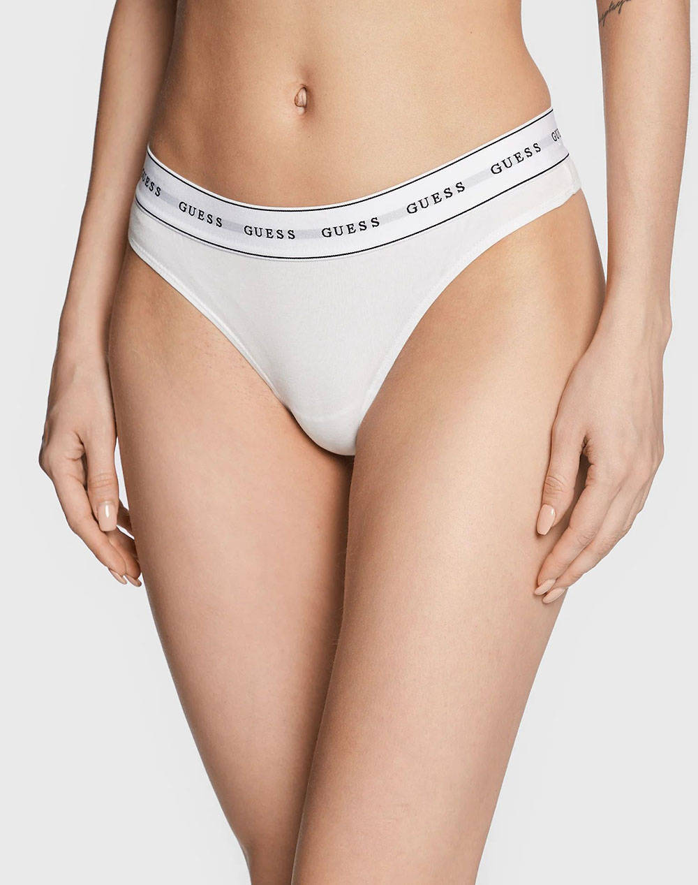 Guess Carrie Thong Women''S Underwear Women Underwear Briefs Briefs White Cotton,Elastic,Synthetic O97E04Kbbu1 G011 Female Briefs