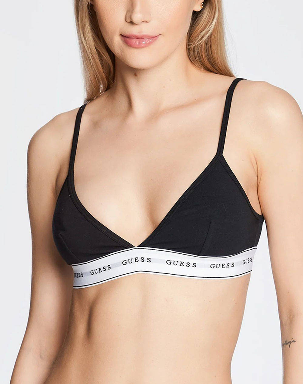 Guess Carrie Triangle Women''S Underwear Women Underwear Bras Black Cotton,Elastic,Synthetic O2Bc02Kbbu1 Jblk Female Bras Black