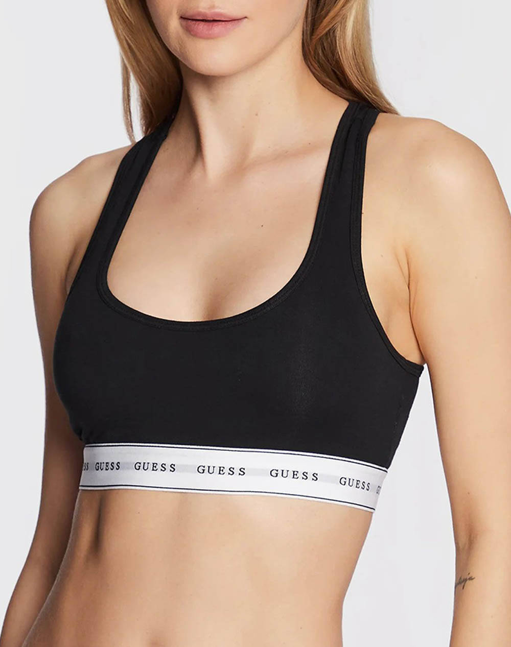 Guess Carrie Bralette Women''S Underwear Women Underwear Bras Black Cotton,Elastic,Synthetic O97C01Kbbu1 Jblk Female Bras Black