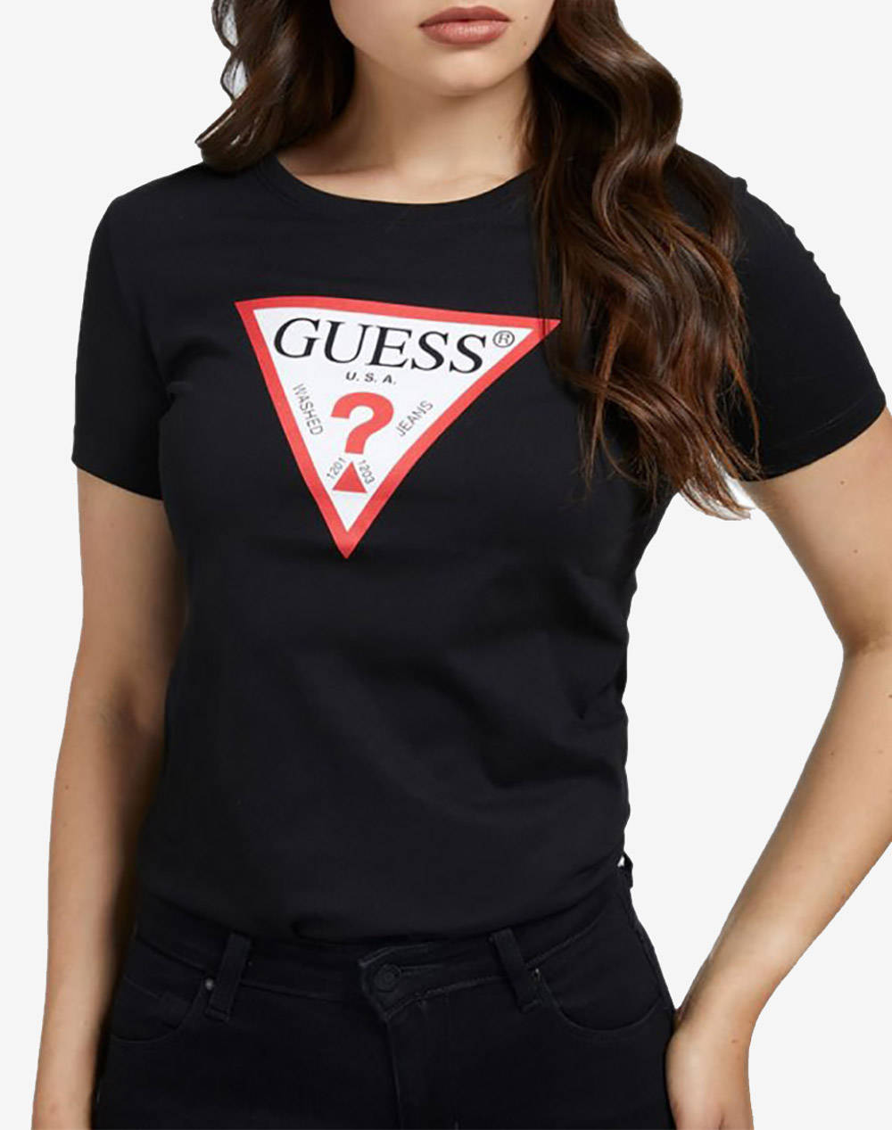 Guess T Shirt Women Clothes Tops T Shirts Black Cotton W1Yi1Bi3Z14 Jblk Female T-Shirts Black
