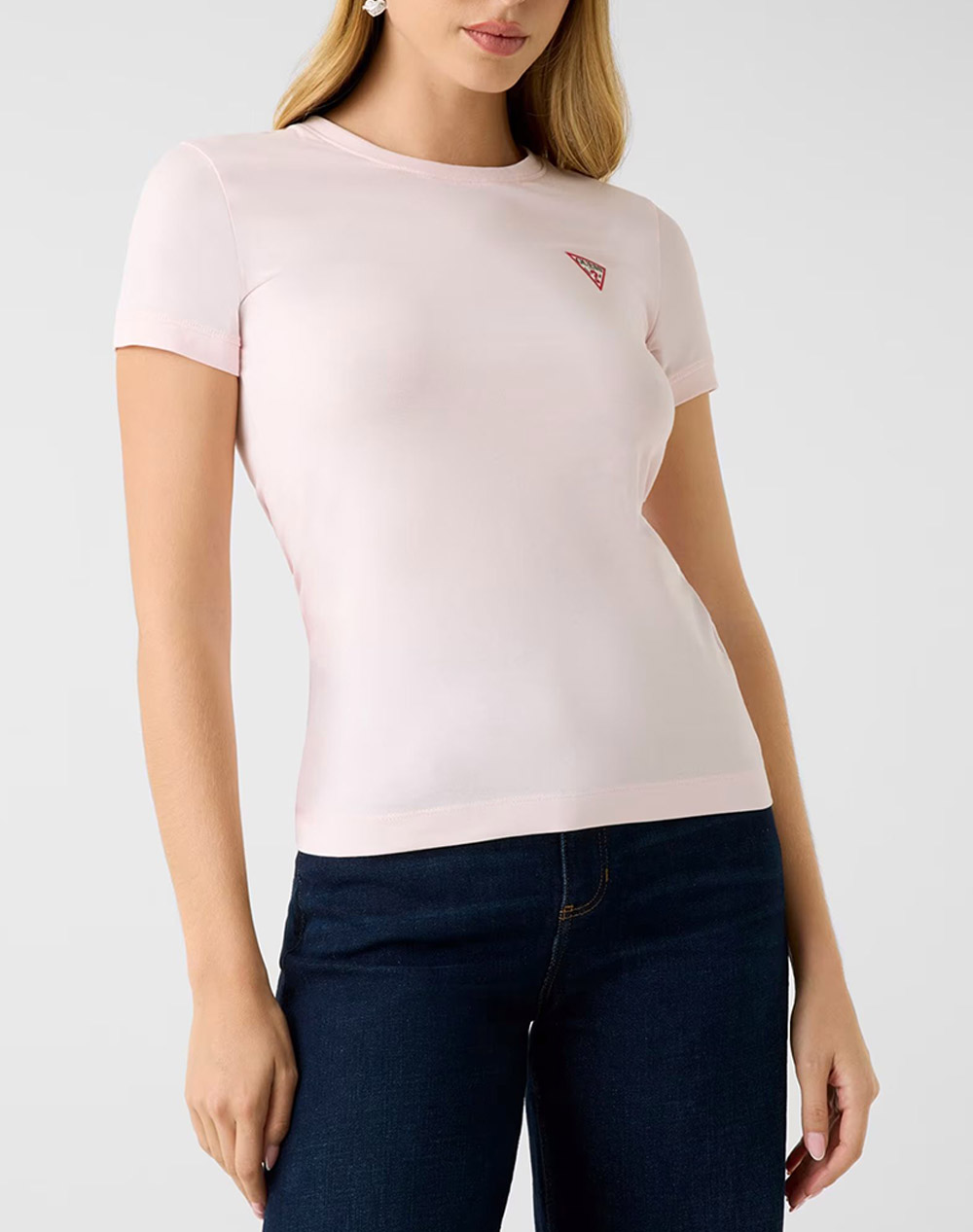 Guess Ss Cn Mini Triangle Tee Μπλουζα Γυναικειο Γυναικα Ρουχα Μπλουζες Τ Shirt Pink Βαμβακιμε Ελασταν W2Yi44J1314 A627