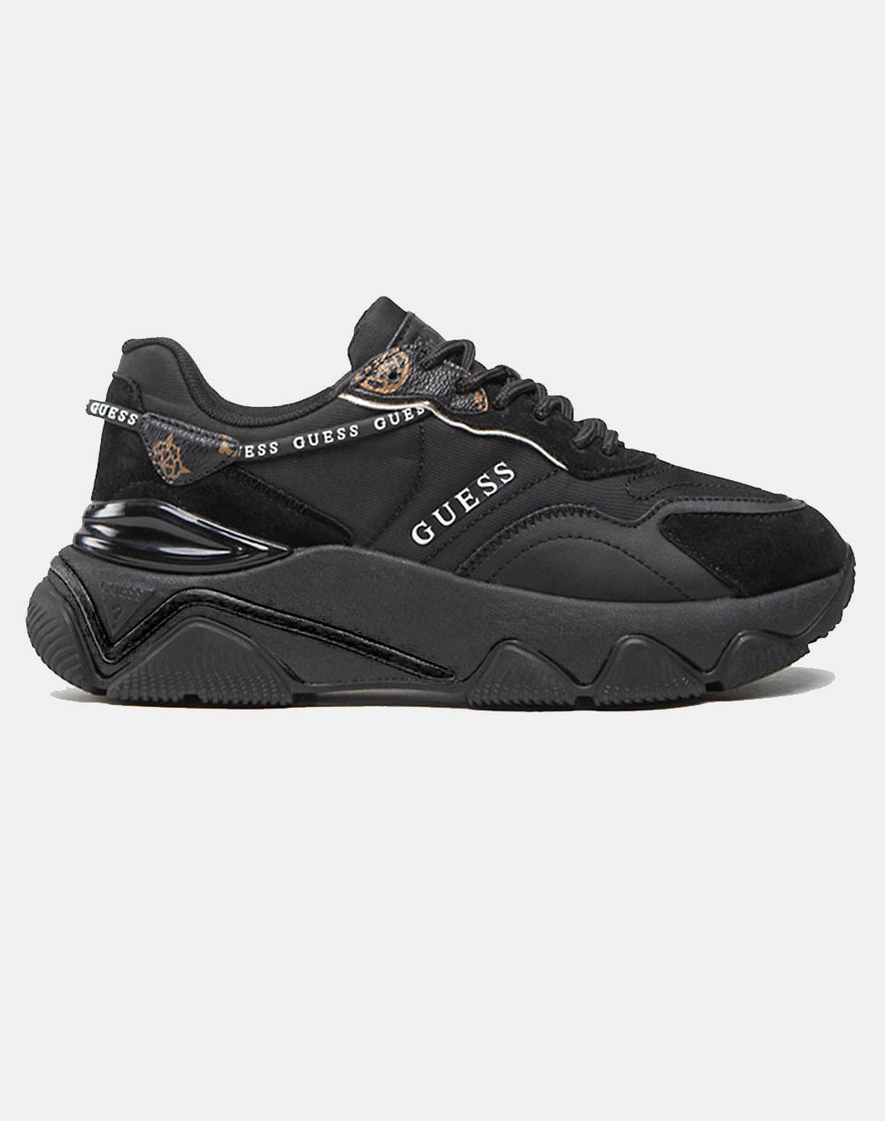 Guess Micola Women''S Shoes Women Footwear Sneakers Black Leather,Synthetic,Fabric Fl7Micfal12 Black Female Sneakers Black
