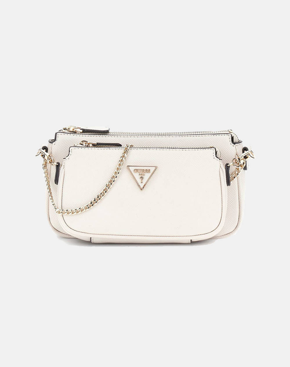 Guess Noelle Dbl Pouch Crossbody Women''S Bag (Dimensions: 24 X 13 X 5 Cm) Women Accessories Bags Ecru Imitation Leather Hwzg7879710 Bon Female Bags