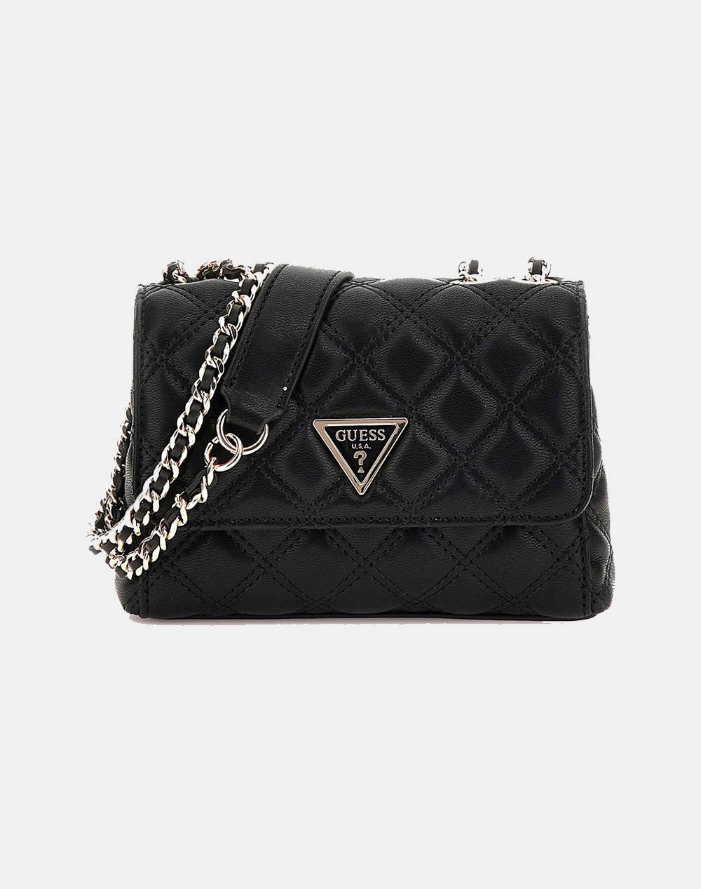 Guess Giully Mini 2 Comp Cnvrtbl Flp Women''S Bag (Dimensions: 18 X12 X 6Cm.) Women Accessories Bags Black Leatherette Hwqg8748740 Bla Female Bags