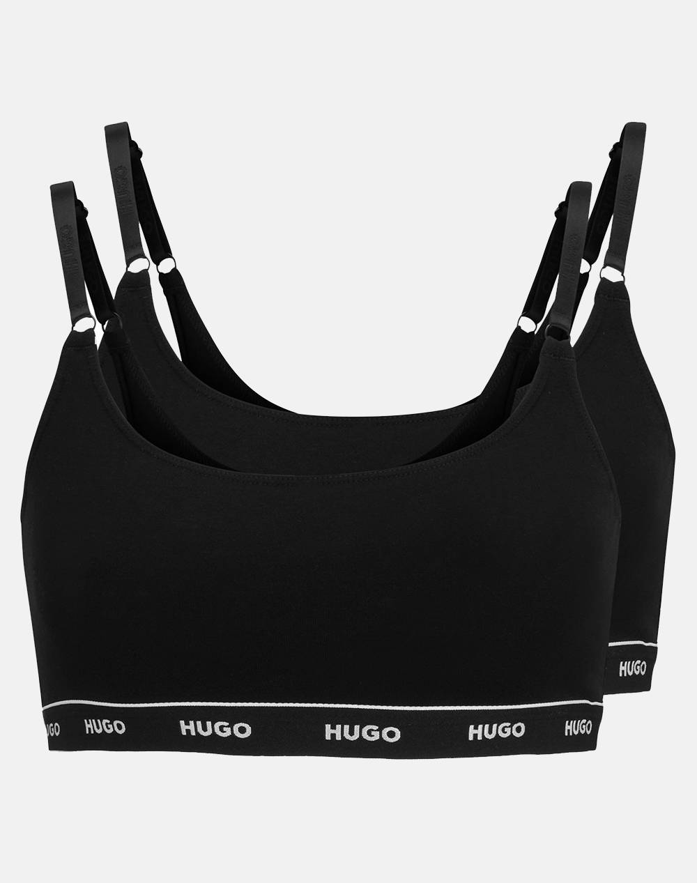 Hugo Boss Twin Bralette Stripe 10240727 01 Women Underwear Bras Black Cotton,Elastic 50469659 001 Female Bras Black