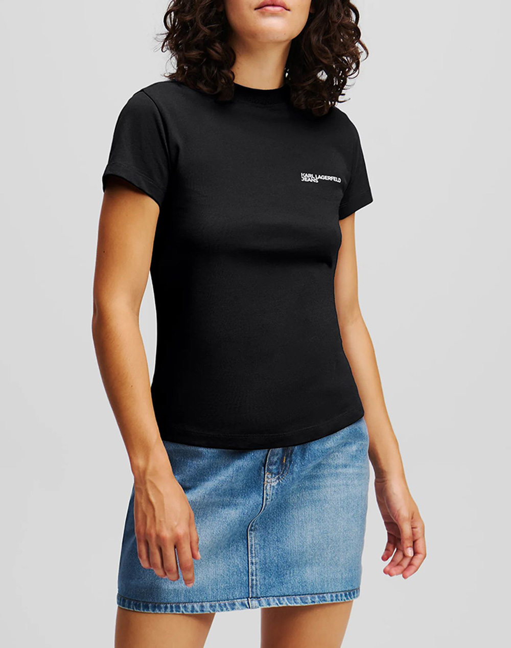 Karl Lagerfeld Jeans Klj Slim Ss Tee Γυναικα Ρουχα Μπλουζες Τ Shirt Black Βαμβακι A1W17004 999