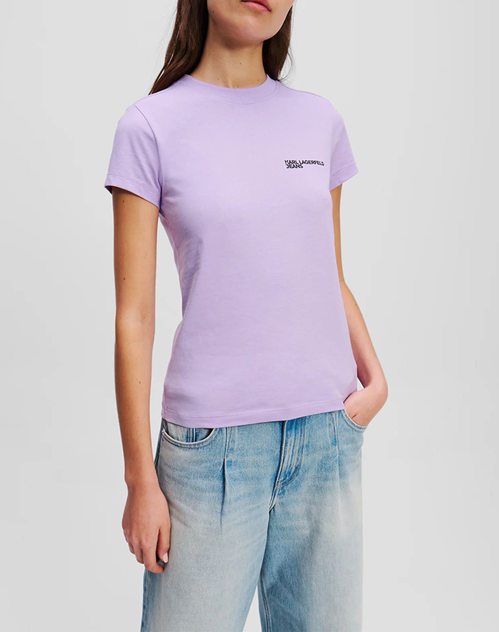 Karl Lagerfeld Jeans Klj Slim Ss Tee Γυναικα Ρουχα Μπλουζες Τ Shirt Lilac Βαμβακι A1W17004 740