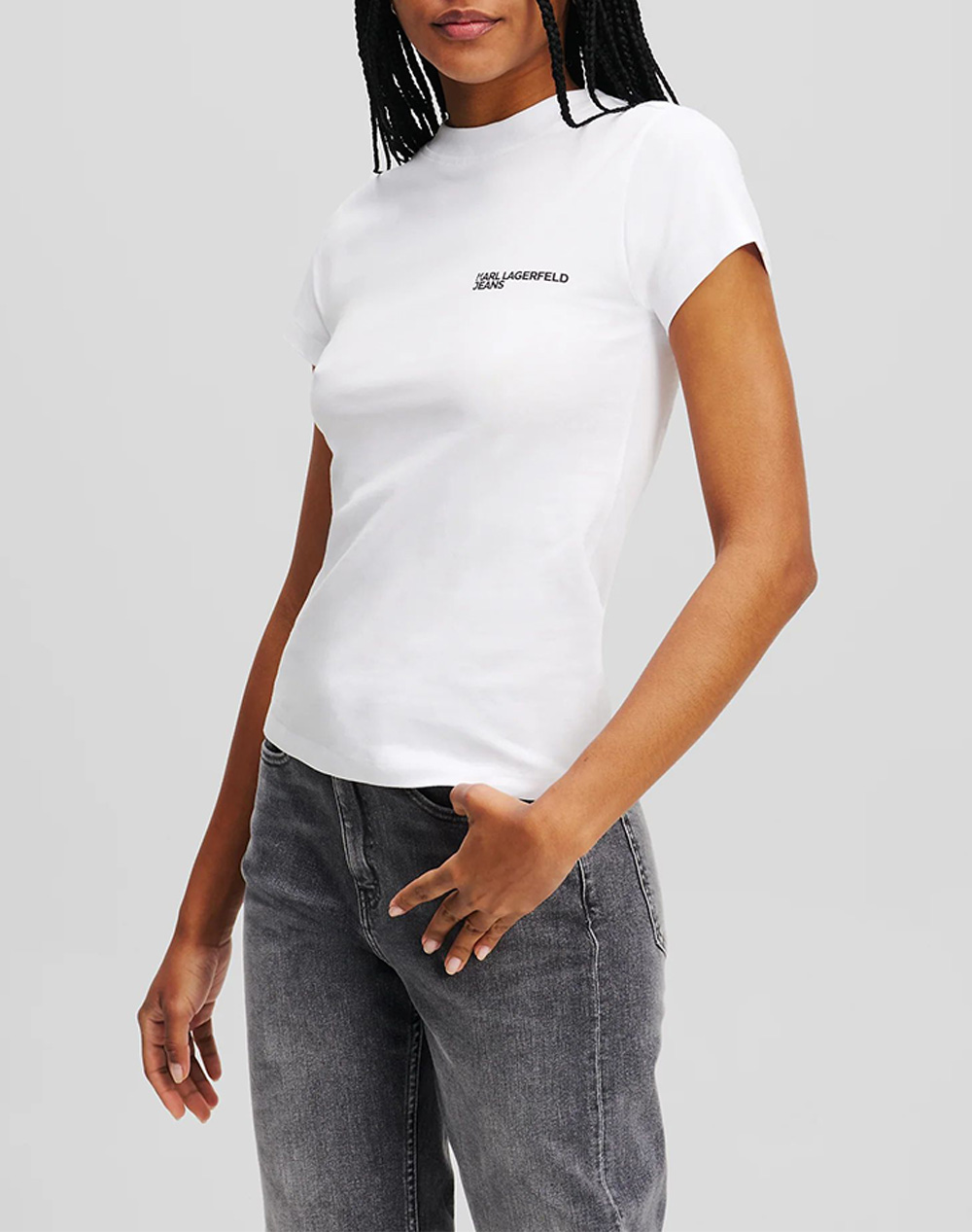 Karl Lagerfeld Jeans Klj Slim Ss Tee Γυναικα Ρουχα Μπλουζες Τ Shirt White Βαμβακι A1W17004 100
