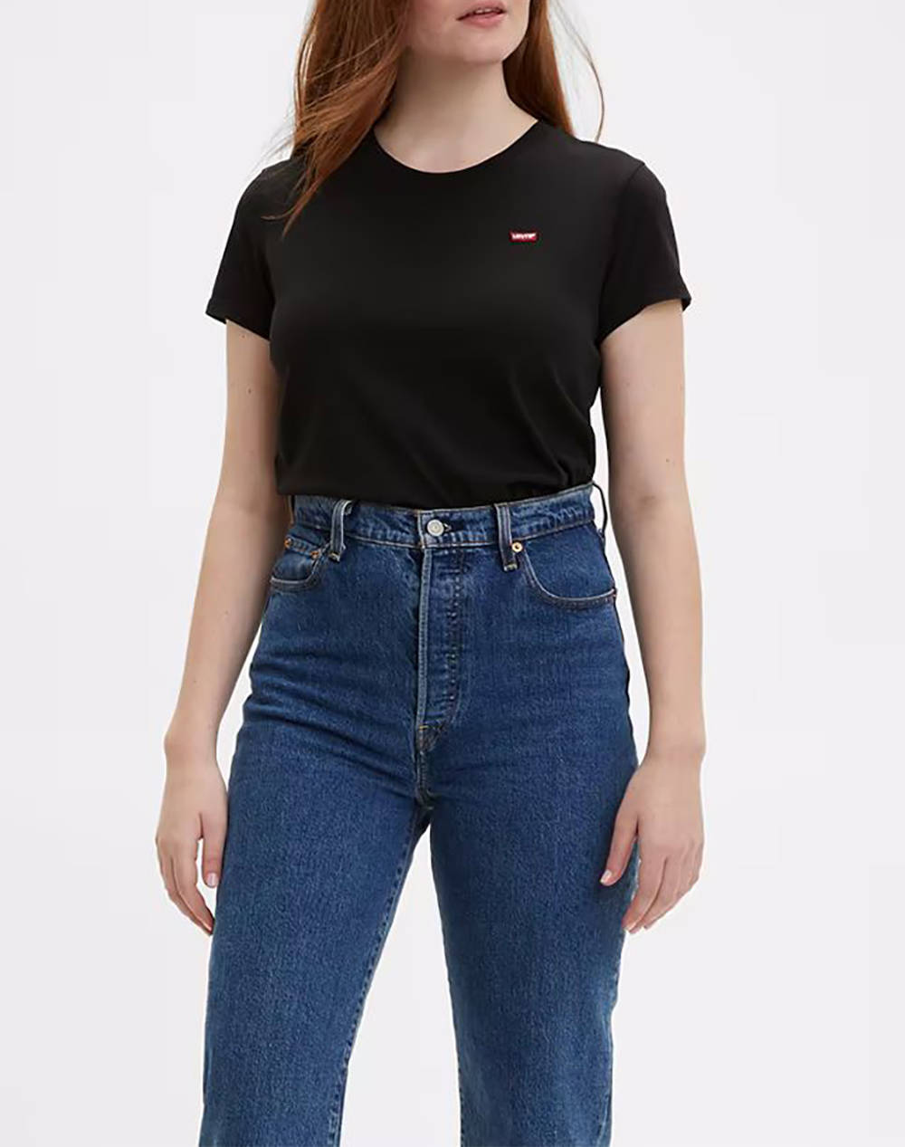Levis T Shirt Perfect Tee Mineral Women Clothes Tops T Shirts Black Cotton 39185 0008 0008 Female T-Shirts Black