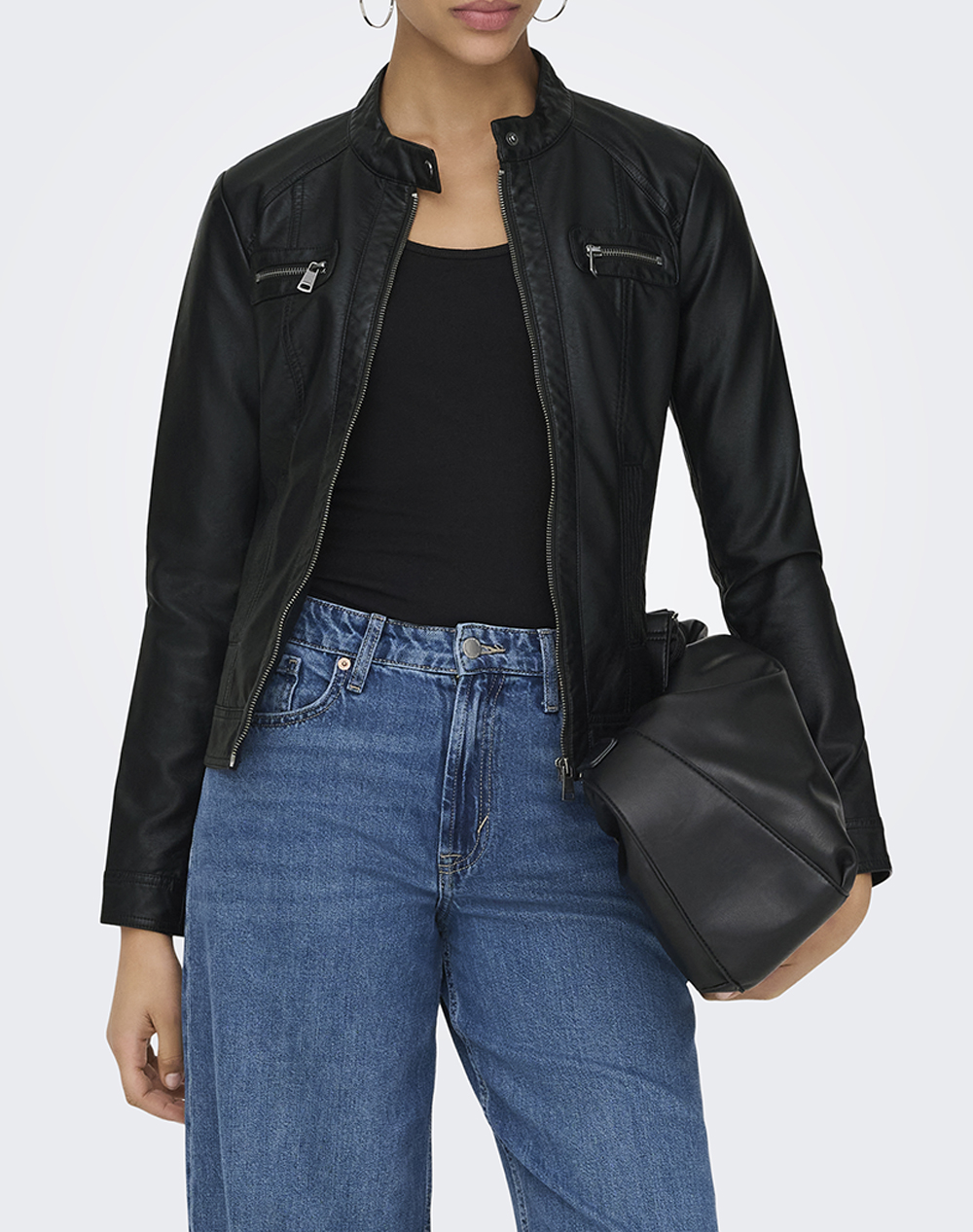 Only Onlbandit Faux Leather Biker Otw Noos Γυναικα Ρουχα Πανωφορια Μπουφαν Μπουφαν Black Συνθετικο 15081400 Black