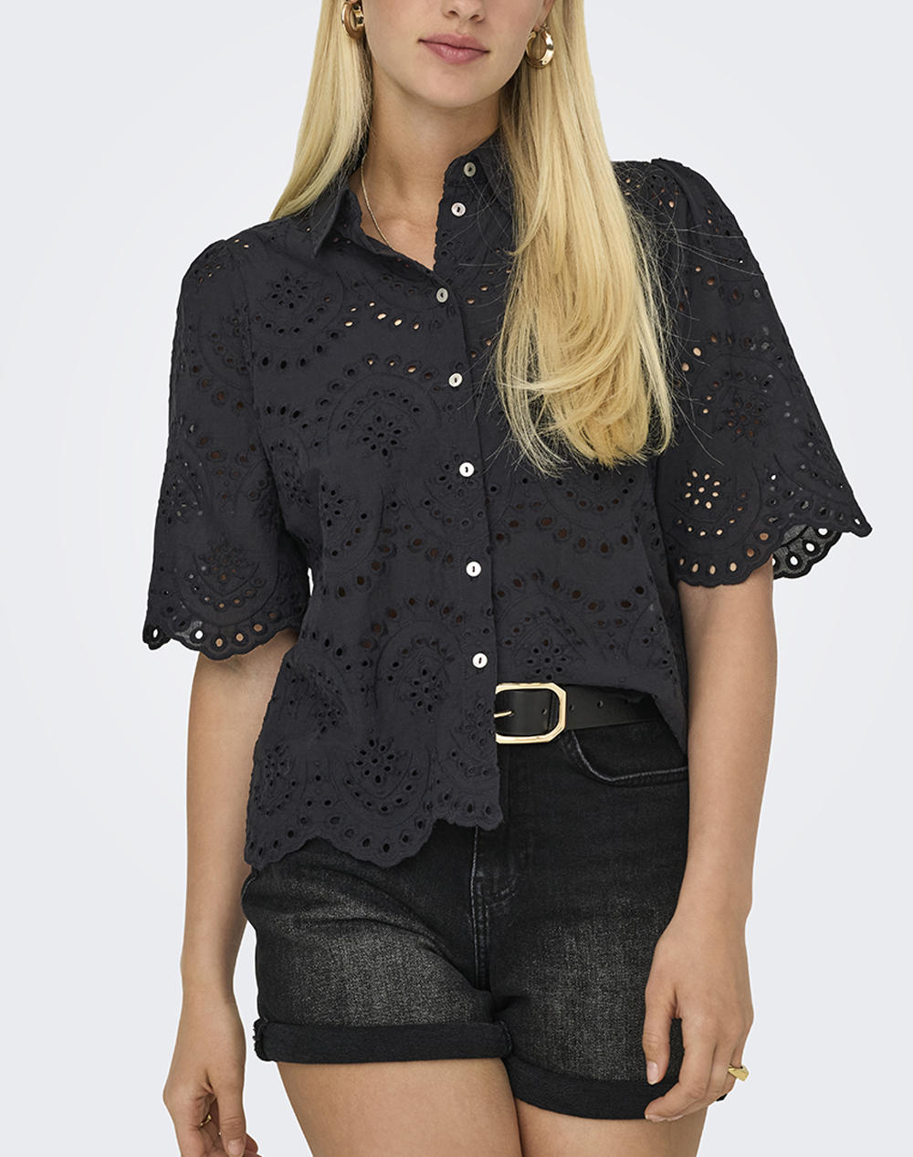 Only Onlvalais S/S Shirt Wvn Noos Γυναικα Ρουχα Πουκαμισα Black Βαμβακι 15351106 Black
