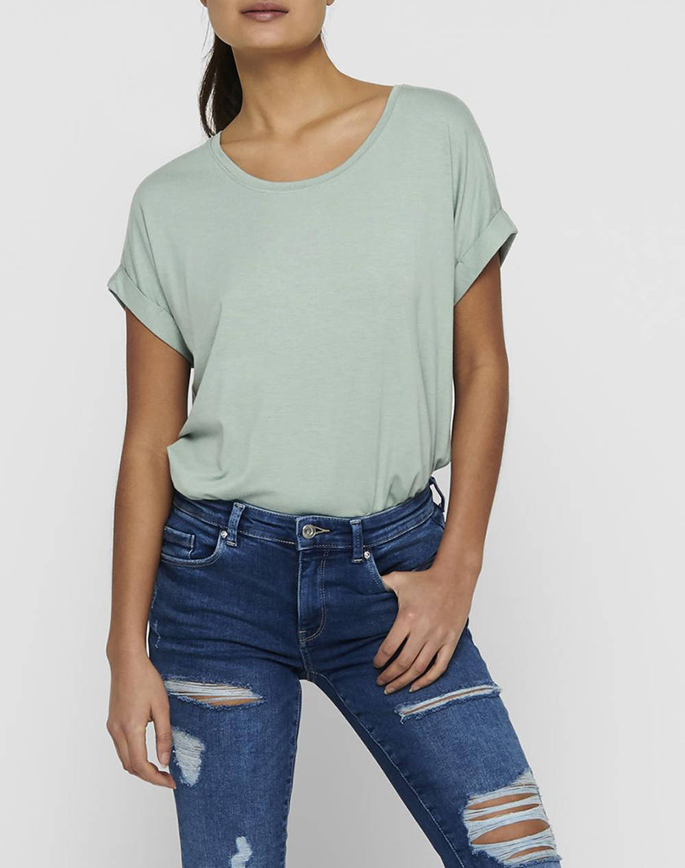 Only Onlmoster S/S O Neck Top Noos Jrs Γυναικα Ρουχα Μπλουζες Τ Shirt Mintgreen Συνθετικο 15106662 Jadeite - Koolfly
