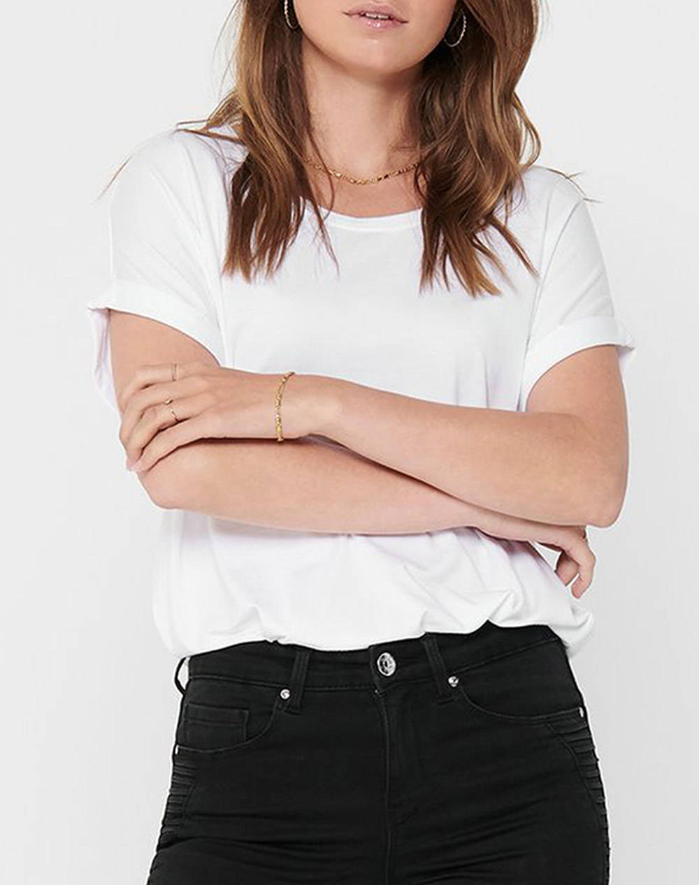 Only Onlmoster S/S O Neck Top Noos Jrs Γυναικα Ρουχα Μπλουζες Τ Shirt White Συνθετικο 15106662 White