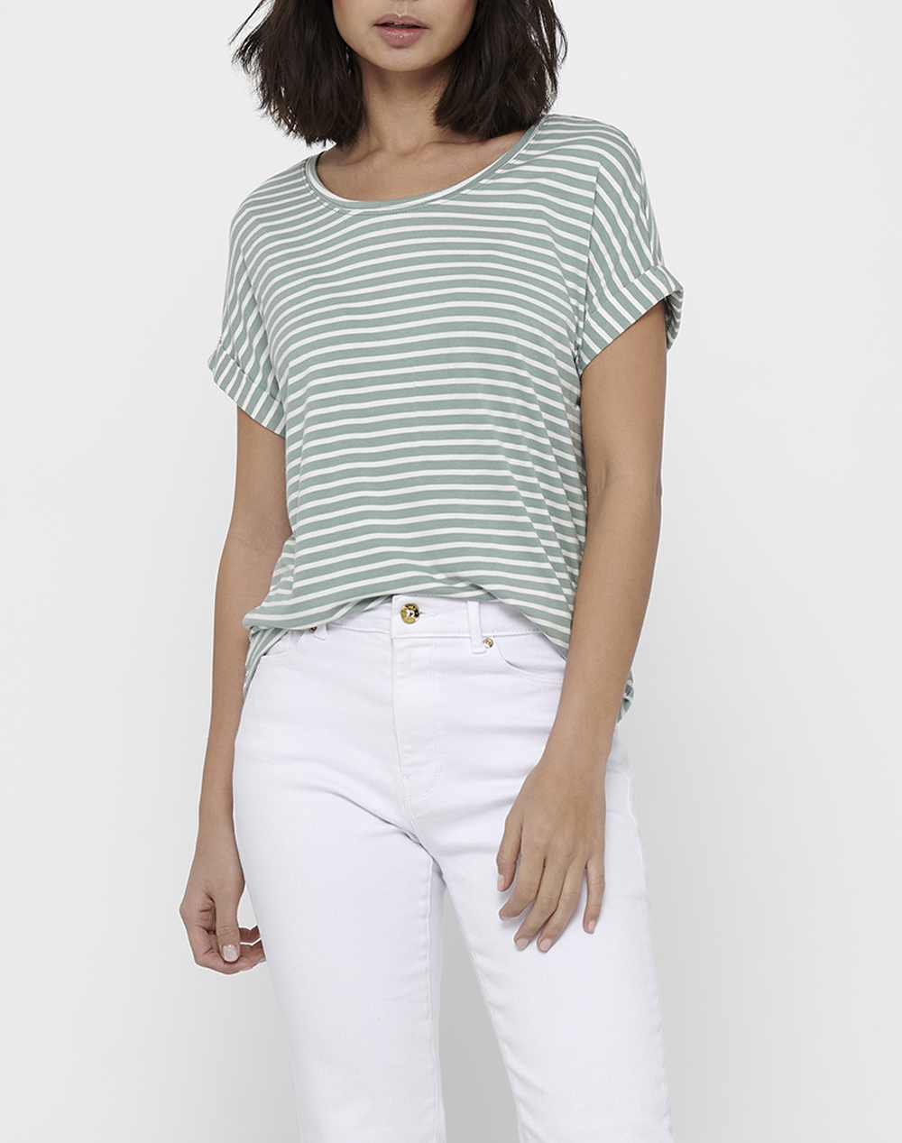 Only Onlmoster Stripe S/S O Neck Top Jrs Noos Γυναικα Ρουχα Μπλουζες Τ Shirt Green Βισκοζ,Με Ελασταν,Συνθετικο 15206243 Jadeiteclouddancer - Koolfly