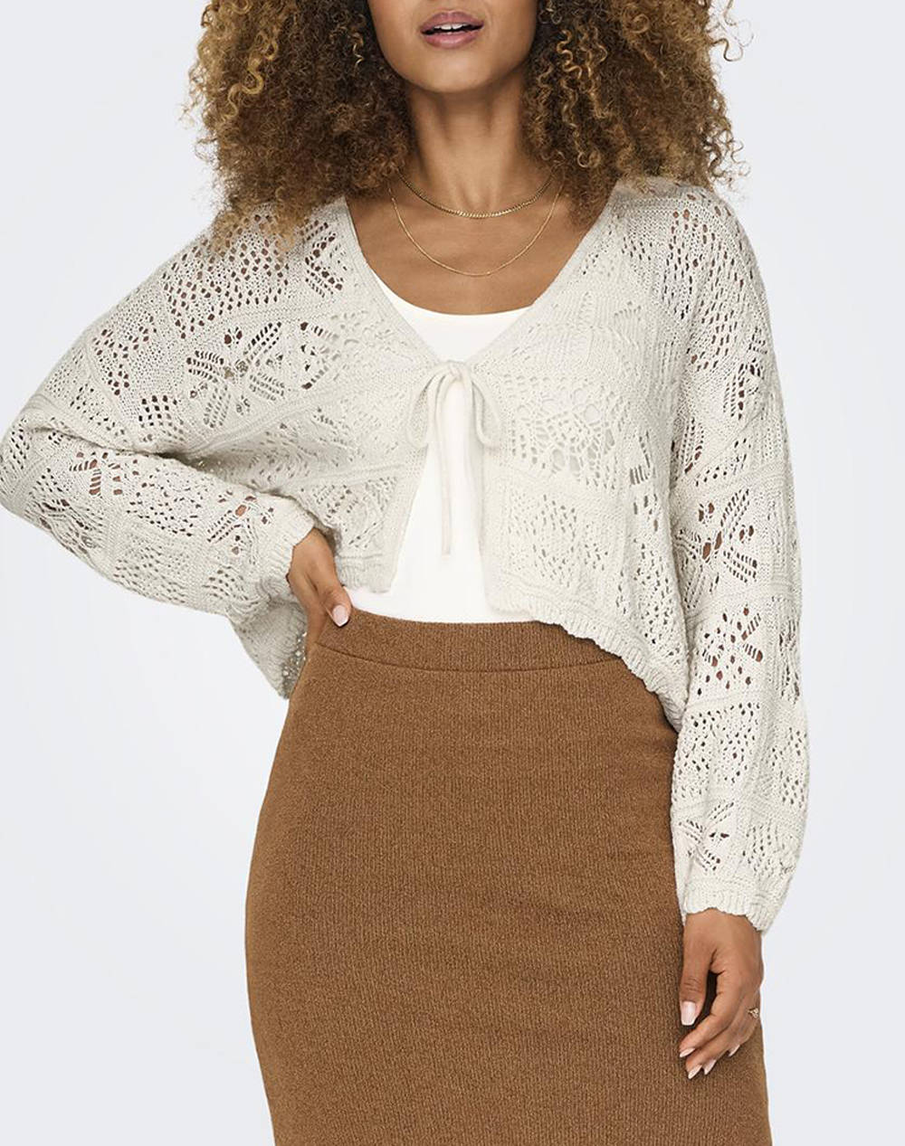 Only Onlbeach Life 7/8 Tie Cardigan Knt Noos Γυναικα Ρουχα Μπλουζες Πλεκτα Ecru Βαμβακι,Συνθετικο 15257604 Cloud Dancer - Koolfly