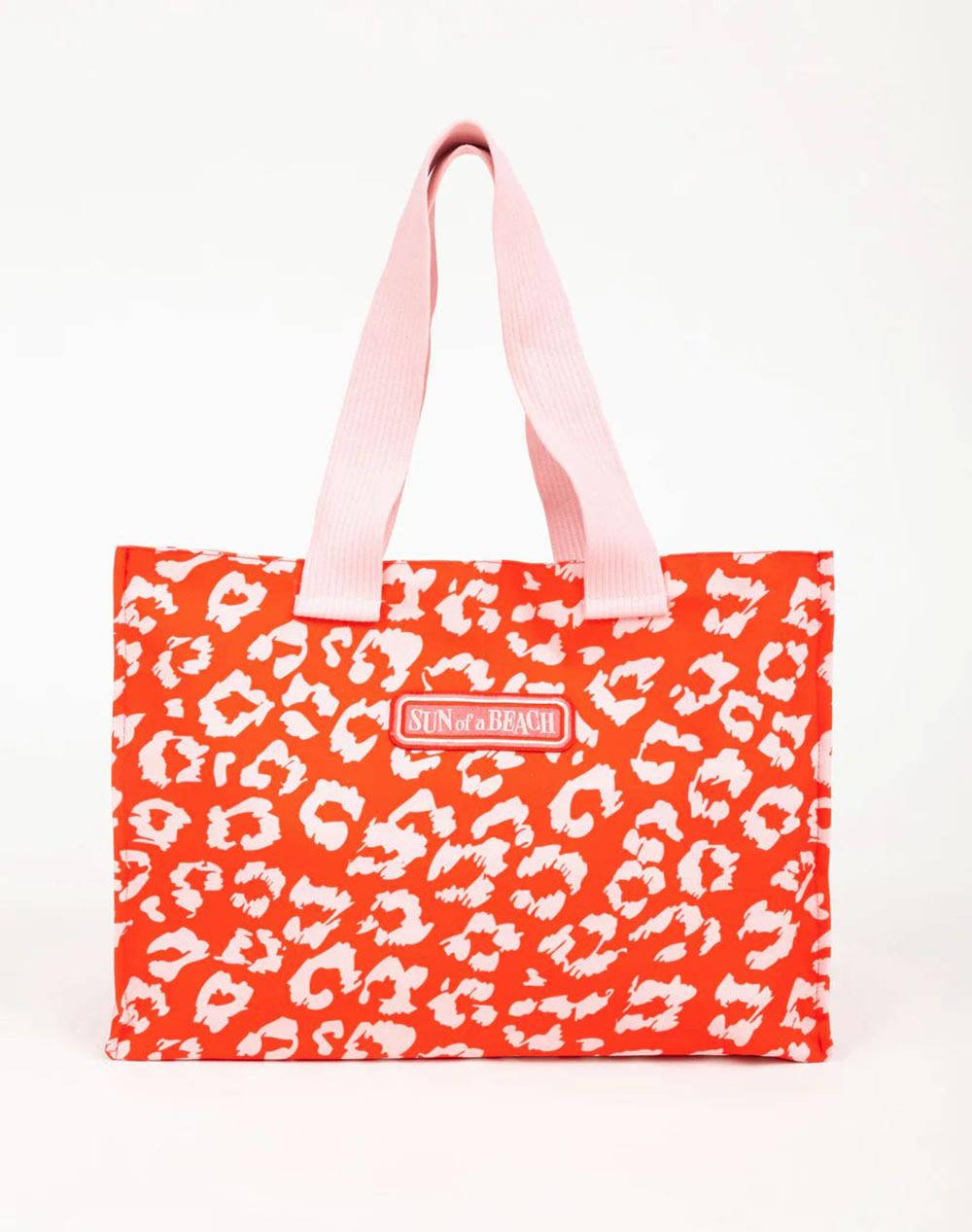 Sun Of A Beach Red Leopard | Tote Beach Bag (Διαστάσεις 53 X 36 X 11 Εκ) Γυναικα Αξεσουαρ Τσαντες Orangered Βαμβακι Tbb/Rleo_Cnv/Cnv_Pin Red Leopar