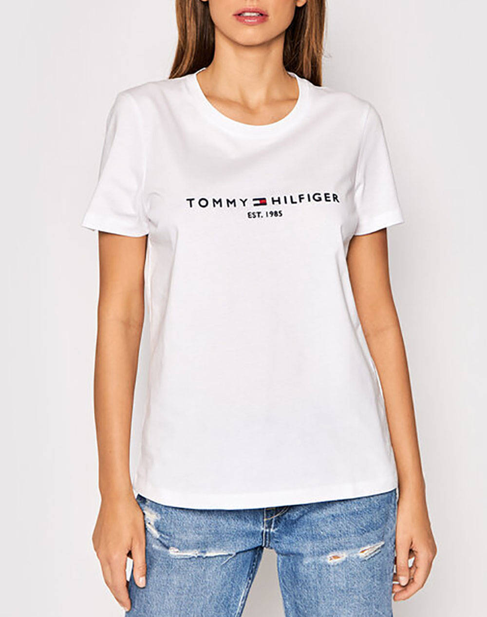 Tommy Hilfiger Μπλουζα Heritage Hilfiger C Nk Reg Tee Γυναικα Ρουχα Μπλουζες Τ Shirt White Βαμβακι Ww0Ww31999 Ybr