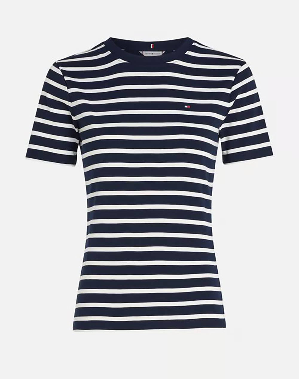 Tommy Hilfiger New Slim Cody C Nk Ss Women Clothes Tops T Shirts Indigo Cotton Ww0Ww40587 0X4 Female T-Shirts