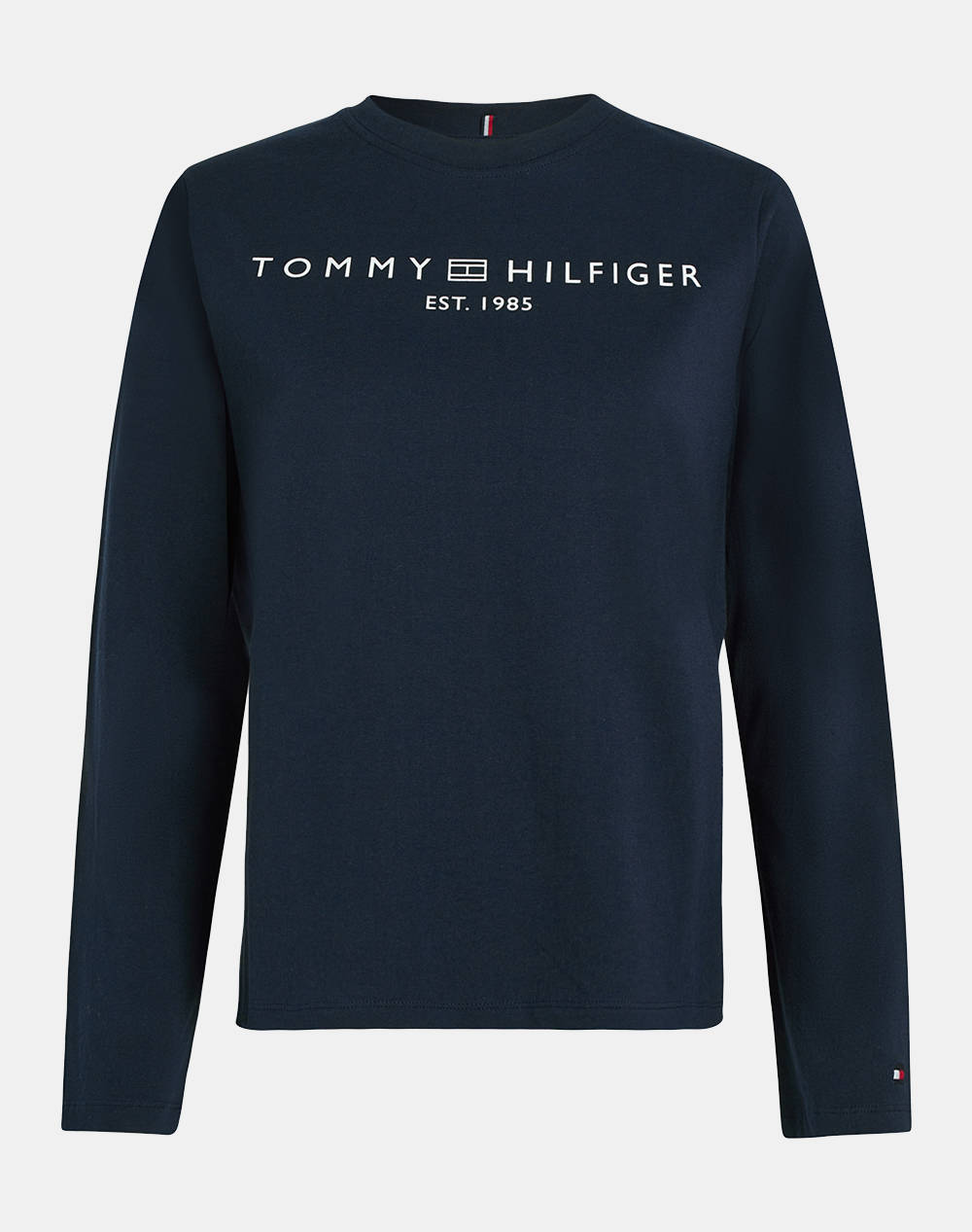 Tommy Hilfiger Reg Corp Logo C Nk Ls Women Clothes Tops T Shirts Navyblue Cotton Ww0Ww43620 C1G Female T-Shirts Blue