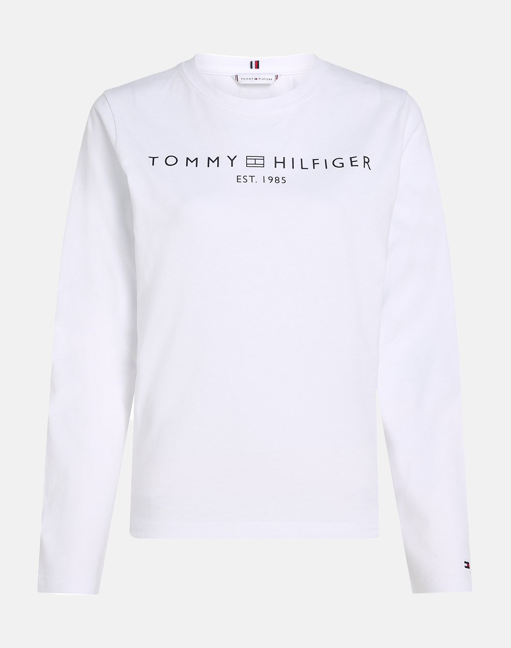 Tommy Hilfiger Reg Corp Logo C Nk Ls Women Clothes Tops T Shirts White Cotton Ww0Ww43620 Ycf Female T-Shirts