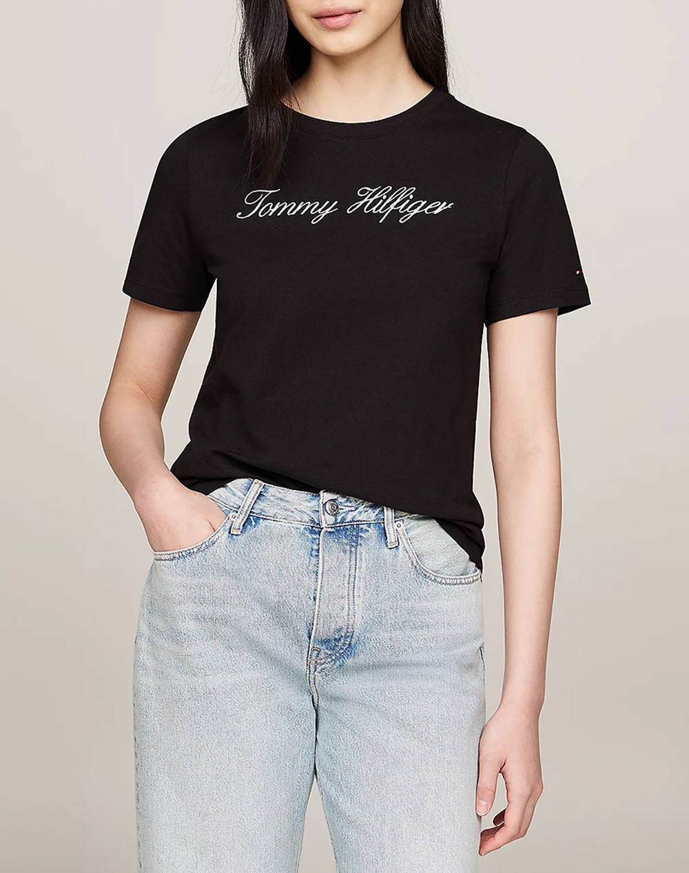Tommy Hilfiger Nos Script Regular C Nk Ss Γυναικα Ρουχα Μπλουζες Τ Shirt Black Βαμβακι Ww0ww43459 0Gj - Koolfly