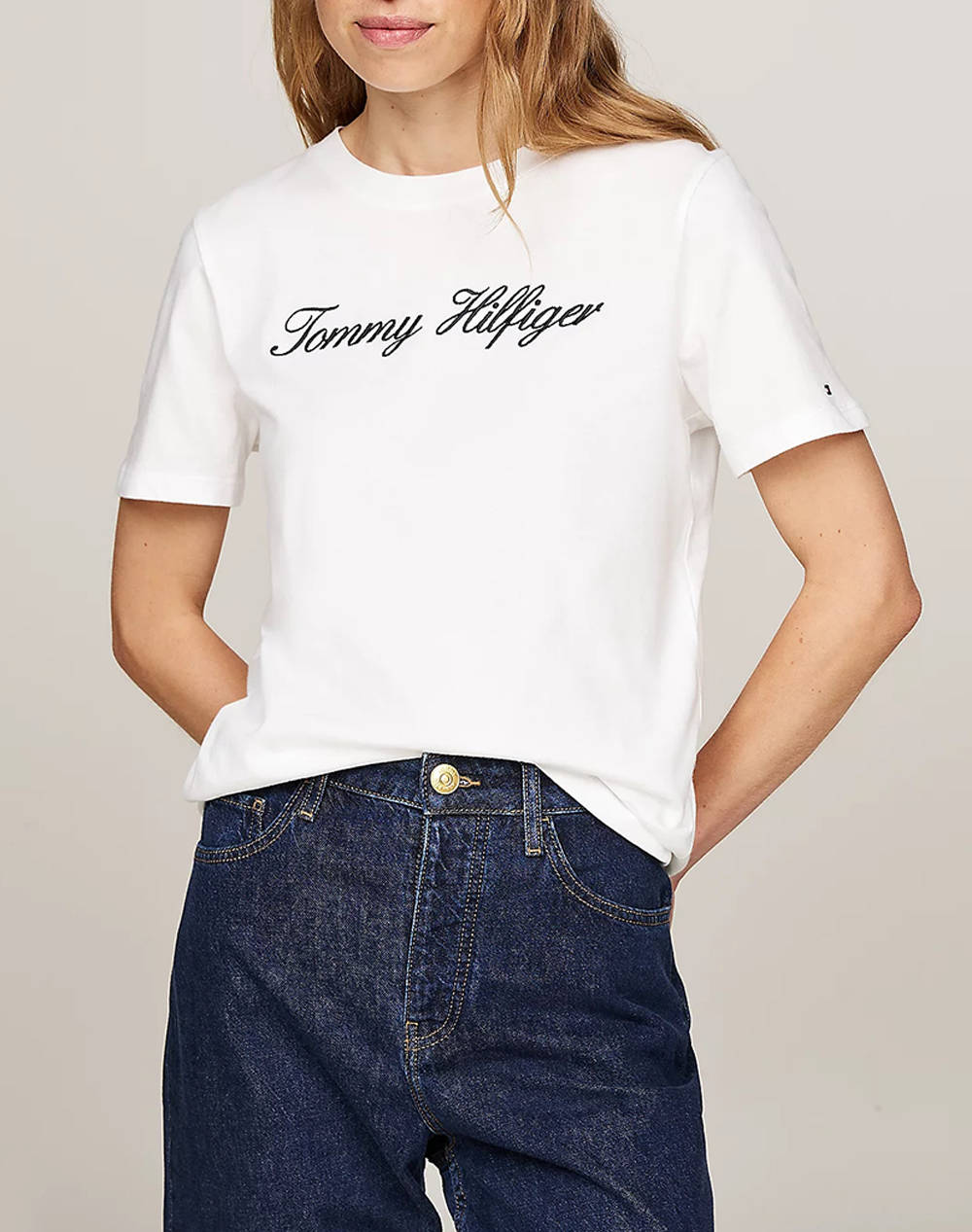 Tommy Hilfiger Nos Script Regular C Nk Ss Γυναικα Ρουχα Μπλουζες Τ Shirt Ecru Βαμβακι Ww0ww43459 02Z - Koolfly