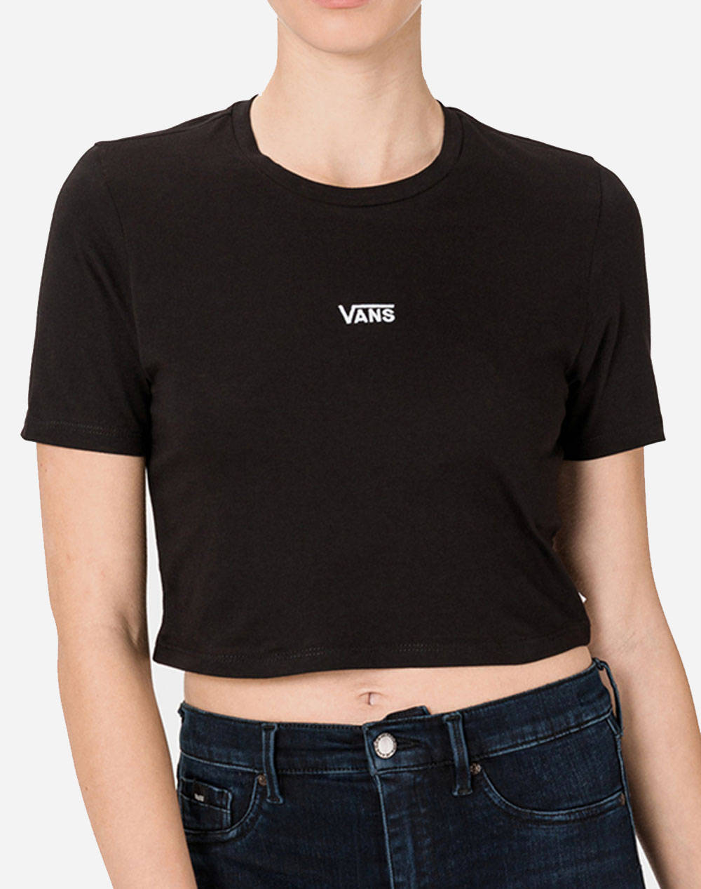 Vans Wm Flying V Crop Cre Flyv Γυναικα Ρουχα Μπλουζες Τ Shirt Totalblack Βαμβακι Vn0a54qublk1 Vnblk - Koolfly
