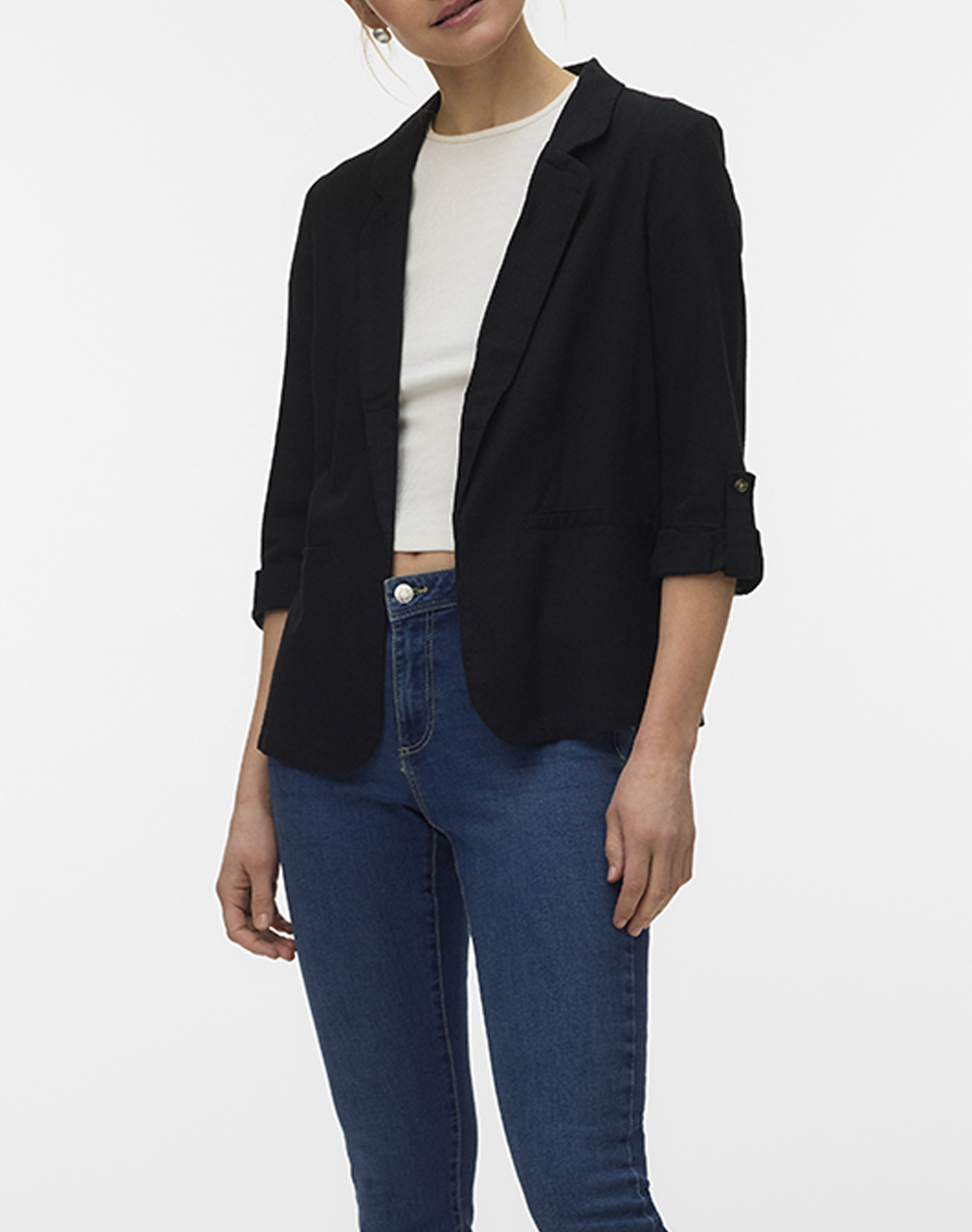 Vero Moda Vmjesmilo 3/4 Loose Blazer Wvn Noos Γυναικα Ρουχα Πανωφορια Σακακια Black Βισκοζλινο 10279700 Black
