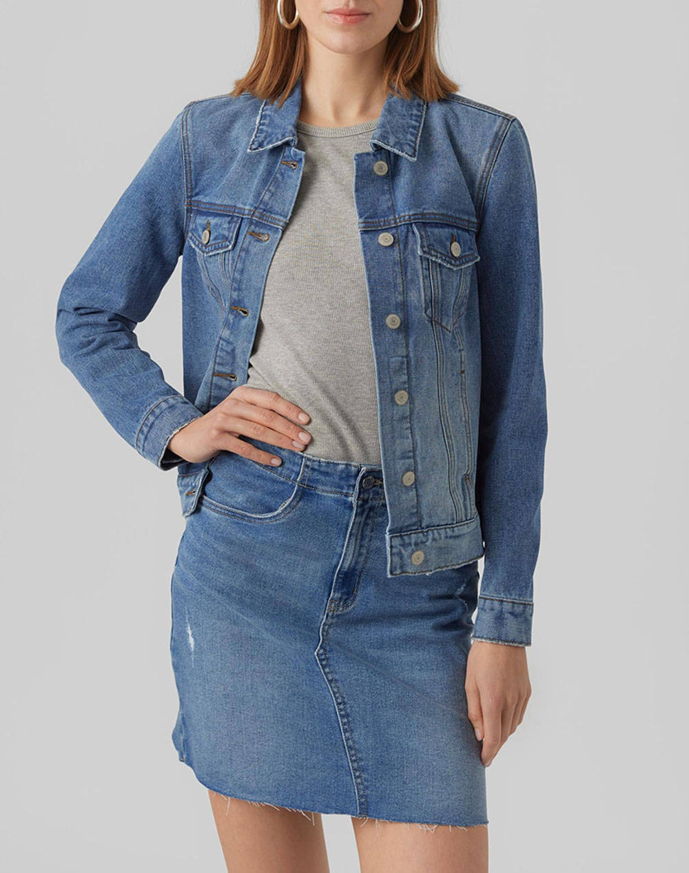 Vero Moda Vmzorica Ls Denim Jacket Mix Noos Γυναικα Ρουχα Πανωφορια Μπουφαν Μπουφαν Denimblue Βαμβακισυνθετικο 10279789 Medium Blue Denim