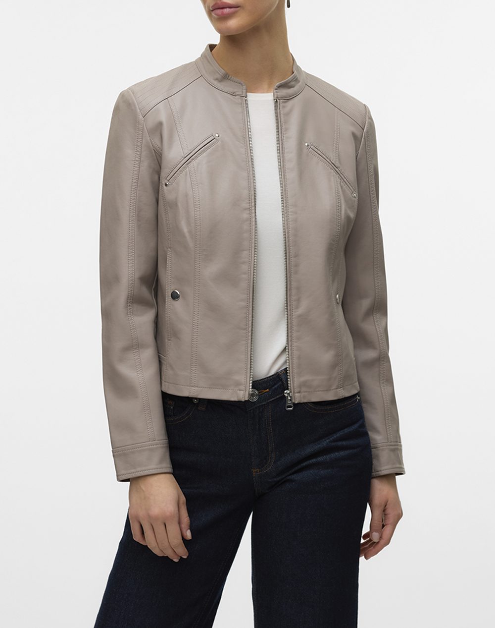 Vero Moda Vmfavodona Short Coated Jacket Noos Γυναικα Ρουχα Πανωφορια Μπουφαν Μπουφαν Gray Συνθετικο 10288555 Moon Rock