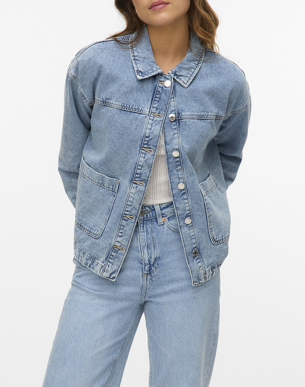 Vero Moda Vmjamie Ls Denim Shacket Mix Ga Noos Γυναικα Ρουχα Πανωφορια Μπουφαν Μπουφαν Denimlightblue Βαμβακι,Συνθετικο 10331693 Light Blue Denim -