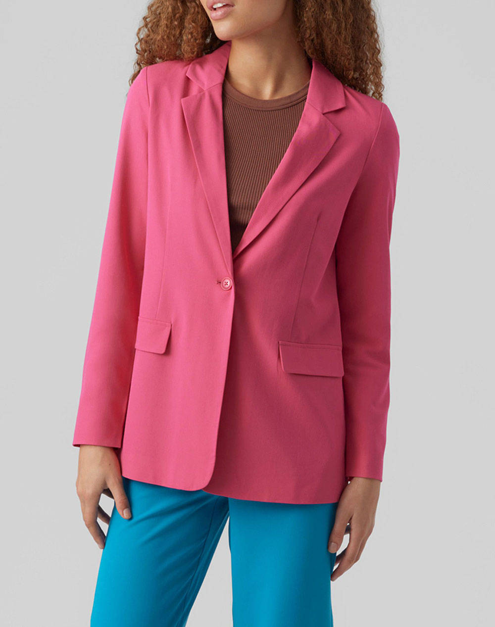 Vero Moda Vmzelda Ls Loose Blazer Noos Women Clothes Outerwear Blazers Fuchsia Viscose,Elastic,Synthetic 10259211 Pink Yarrow Female Blazers