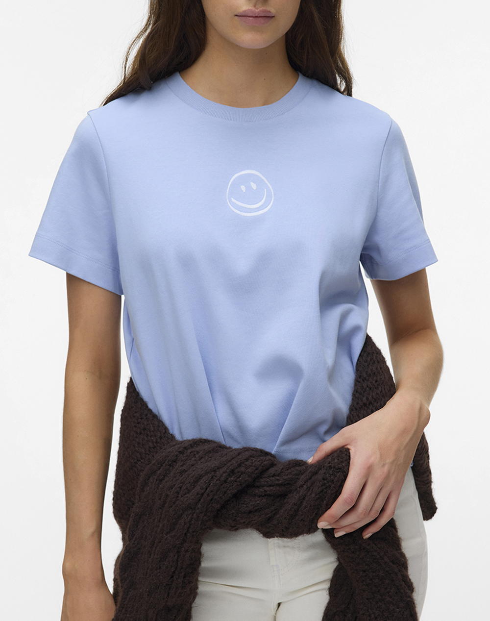 Vero Moda Vmsara Mette Ss Top Box Jrs Noos Γυναικα Ρουχα Μπλουζες Τ Shirt Skyblue Βαμβακι 10311633 Brunnera Blue1Smilebrightwhite