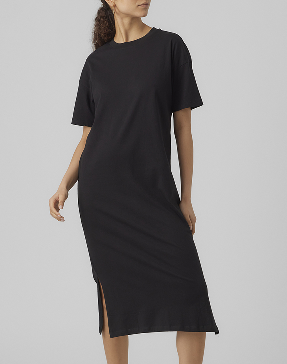 Vero Moda Vmmolly Ss Oversize Calf Dress Noos Γυναικα Ρουχα Φορεματα Black Βαμβακι 10286081 Black
