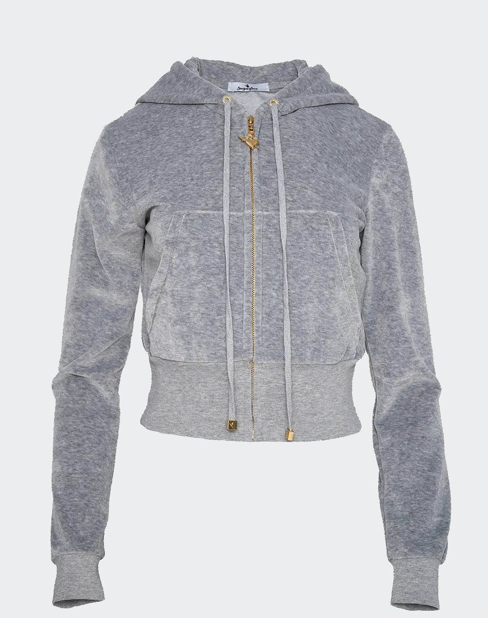 Sugarfree Cropped Cardigan Women Clothes Tops Sweatshirts Gray Cotton,Synthetic 23833008 211 Female Sweatshirts