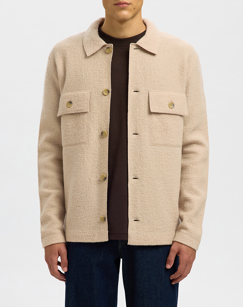 Selected Slhnealy Ls Knit Workwear Cardigan Noos Ανδρας Ρουχα Ζακετες Πλεκτες Ζακετες Biege Μαλλι 16098580 Pure Cashmere