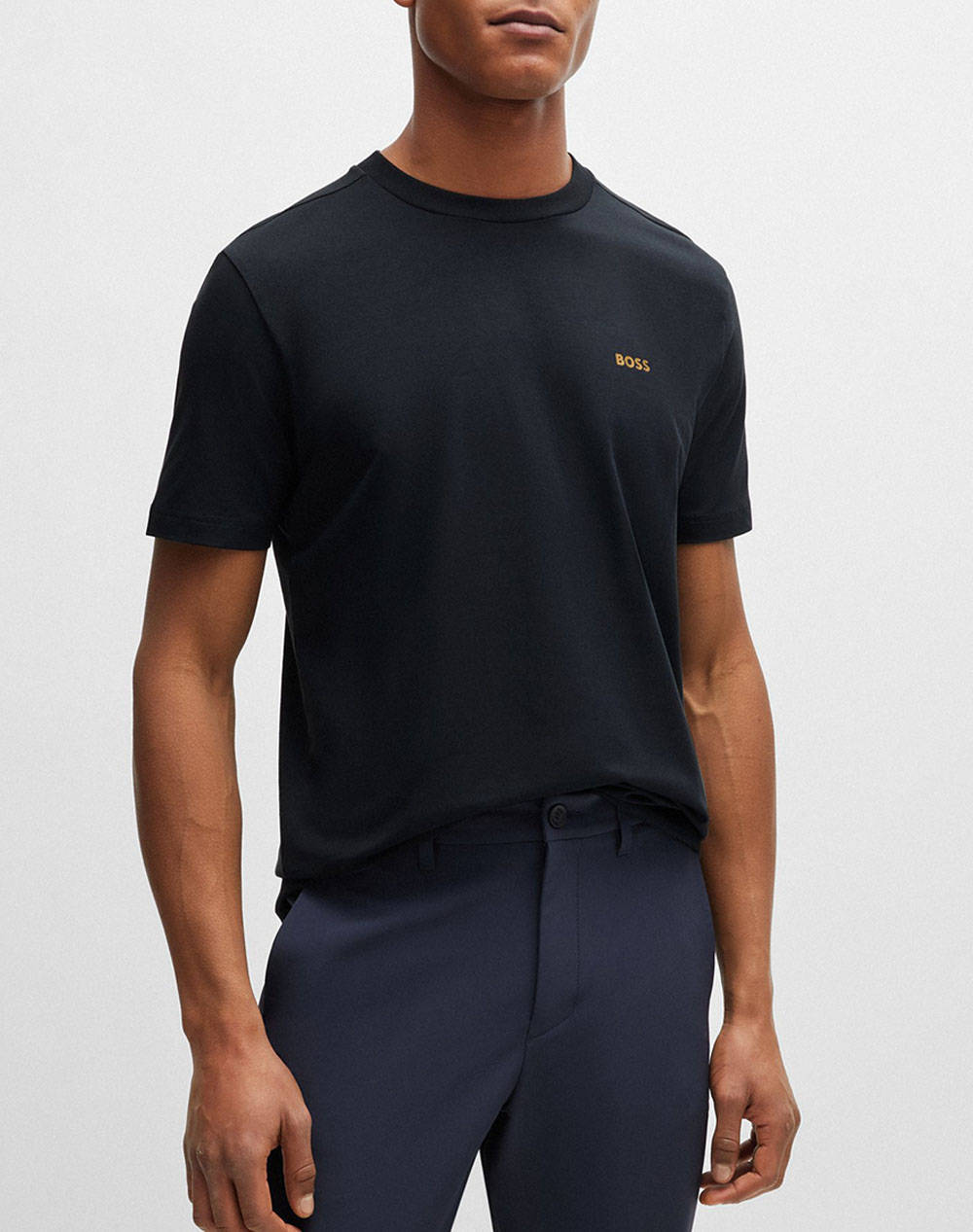Boss Tee 10256064 01 Men Clothes T Shirts & Sweatshirts T Shirts Darkblue Cotton,Elastic 50506373 401 Male T-Shirts Blue