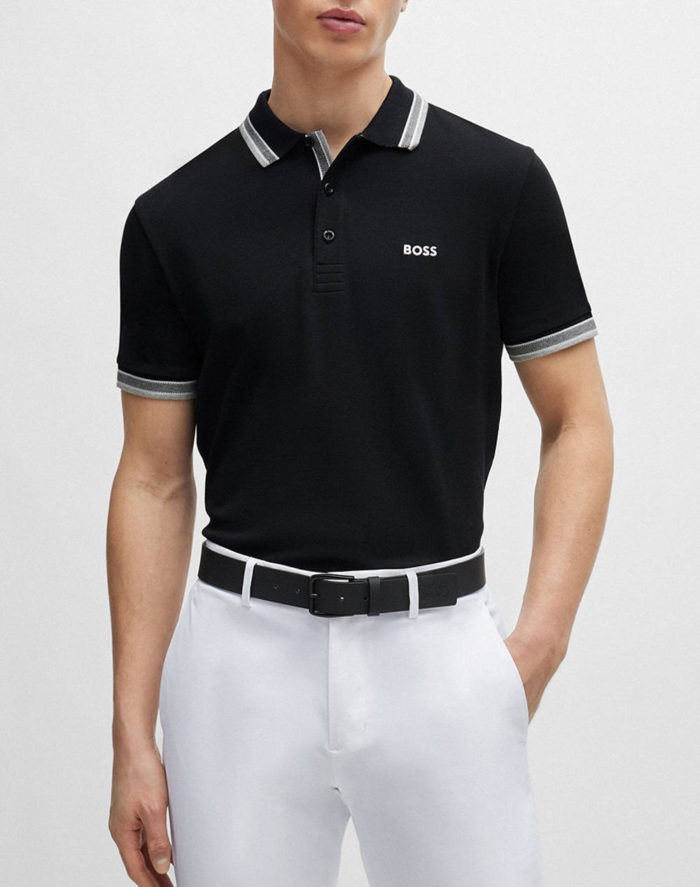 Boss Paddy 10241663 01 Men Clothes T Shirts & Sweatshirts Polo Black Cotton 50469055 001 Male Polo Black