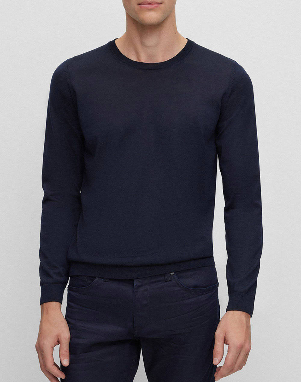 Boss Leno P 10241501 01 Ανδρας Ρουχα Μπλουζες Πλεκτα Darkblue Μαλλι 50468239 404