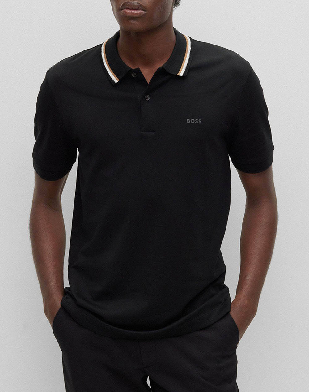Boss Penrose 38 10228475 01 Men Clothes T Shirts & Sweatshirts Polo Black Cotton 50469360 001 Male Polo Black