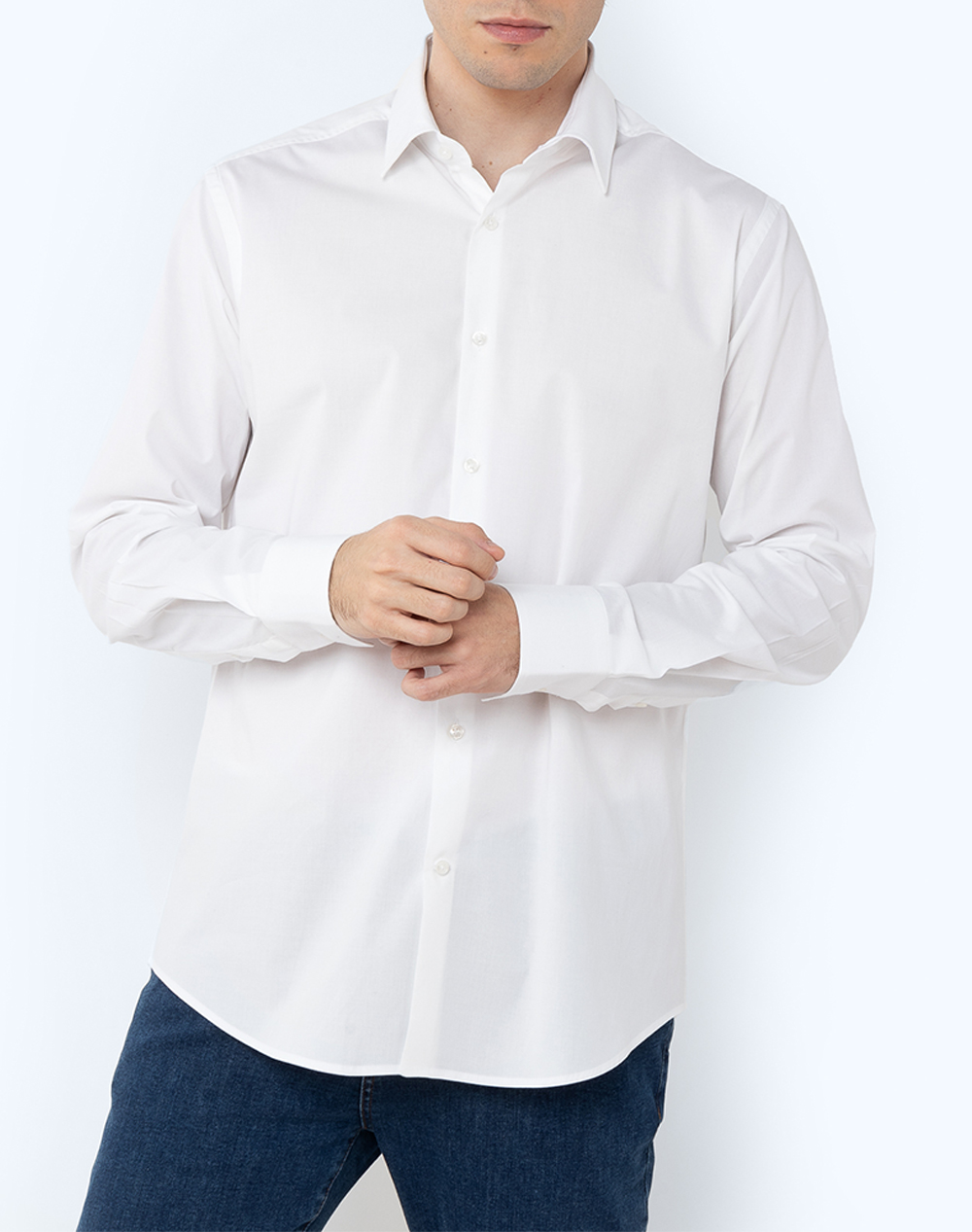 The Bostonians Slim Fit Poplin Shirt Plain Poplin Classic Slim Fit Men Clothes Shirts White Cotton 3Acp0606 White Male Shirts