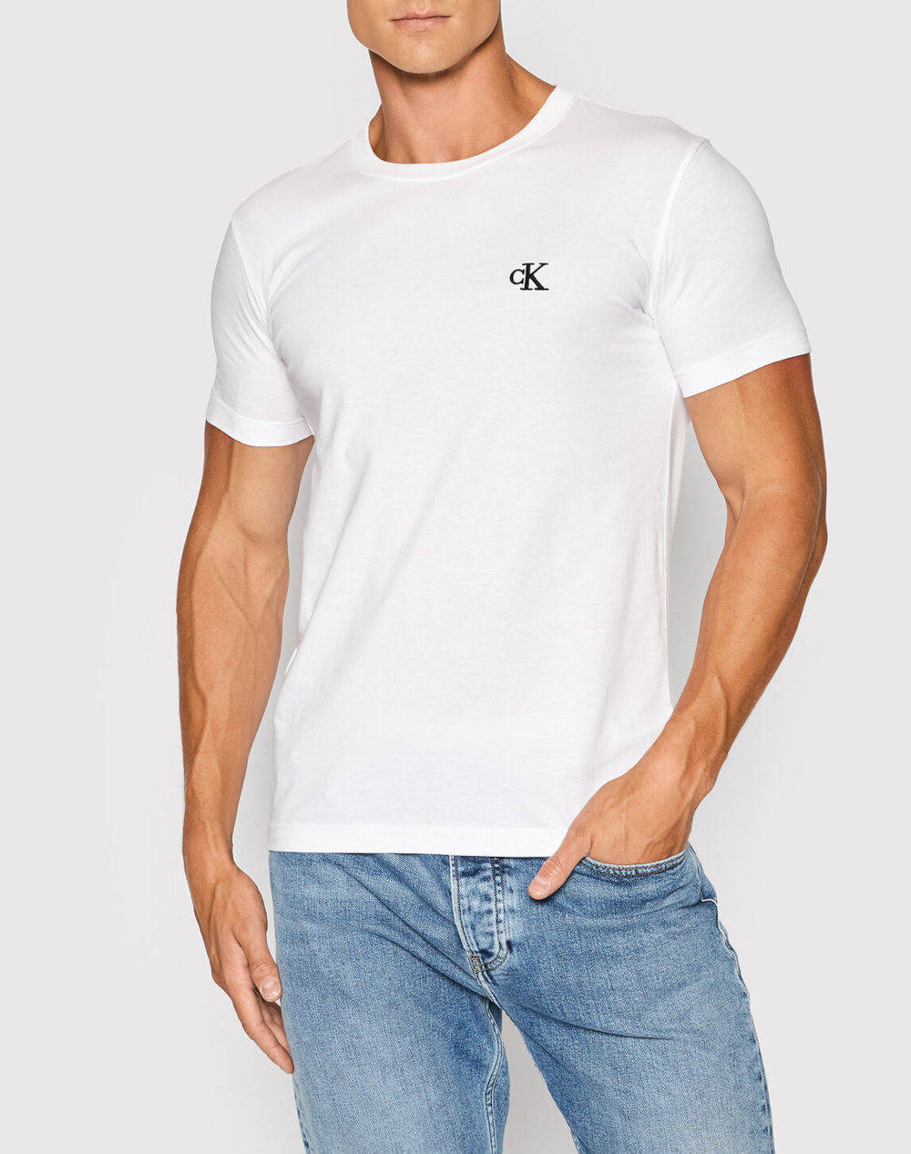 Calvin Klein Jeans Μπλουζα Ck Essential Slim Tee Ανδρας Ρουχα Μπλουζες T Shirt White Βαμβακι J30J314544 Yaf