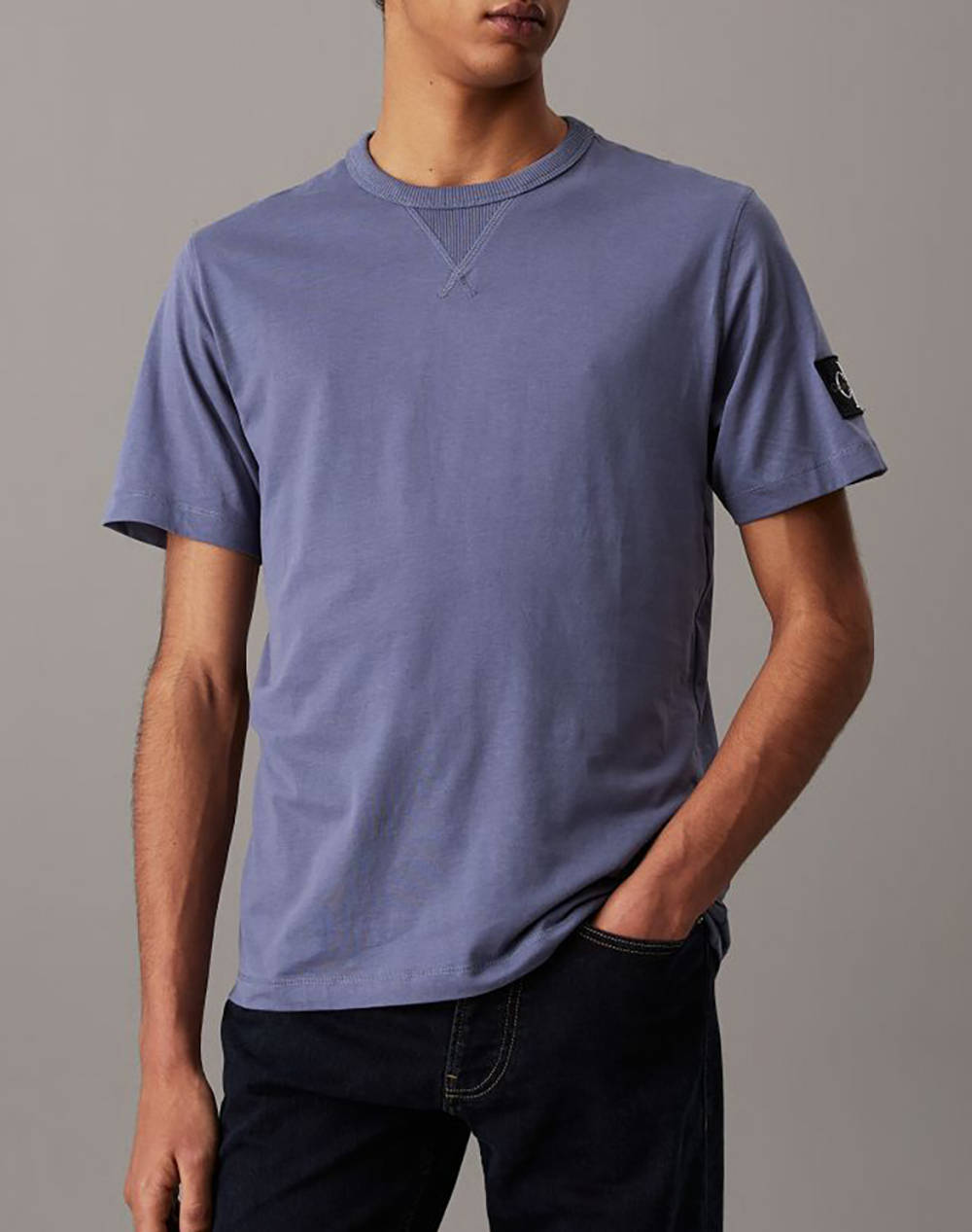 Calvin Klein Badge Tee Men Clothes T Shirts & Sweatshirts T Shirts Steelblue Cotton J30J323484 Pcp Male T-Shirts Blue